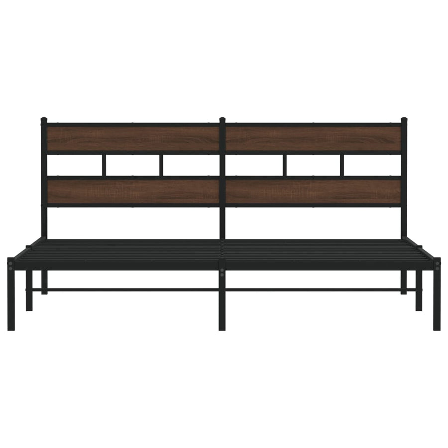 Bedframe Zonder Matras Bruin Eiken Bruin Eikenkleur 200 x 200 cm met hoofdbord