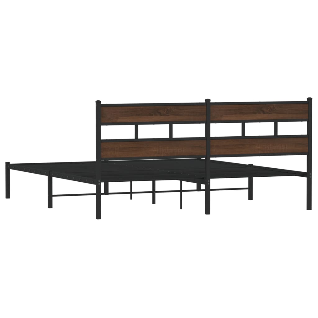 Bedframe Zonder Matras Bruin Eiken Bruin Eikenkleur 200 x 200 cm met hoofdbord