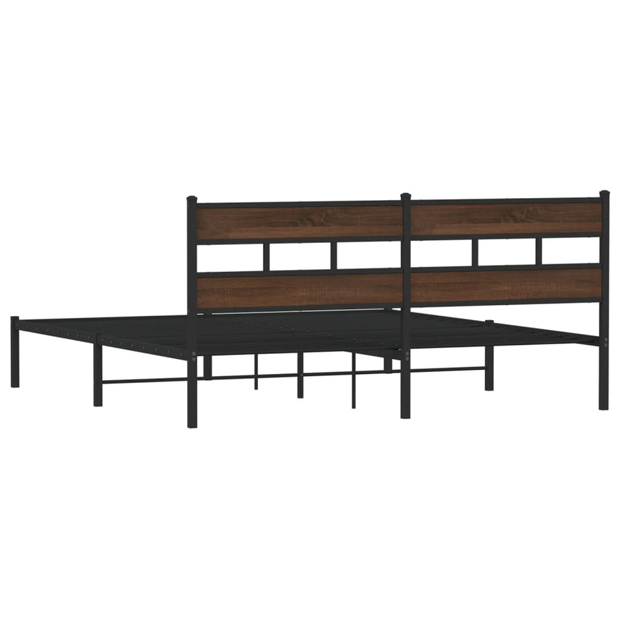 Bedframe Zonder Matras Bruin Eiken Bruin Eikenkleur 200 x 200 cm met hoofdbord