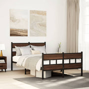 Bedframe 120x190 cm staal bruin eiken