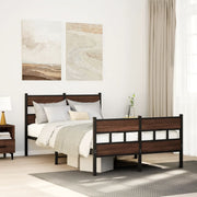 Bedframe 120x200 cm bruineiken staal bewerkt hout
