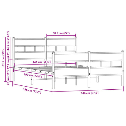 Bedframe met hoofdbord en voetbord zonder matras 140x190 cm