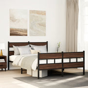 Bedframe 140x190 cm staal bruineiken met hoofdbord voetbord