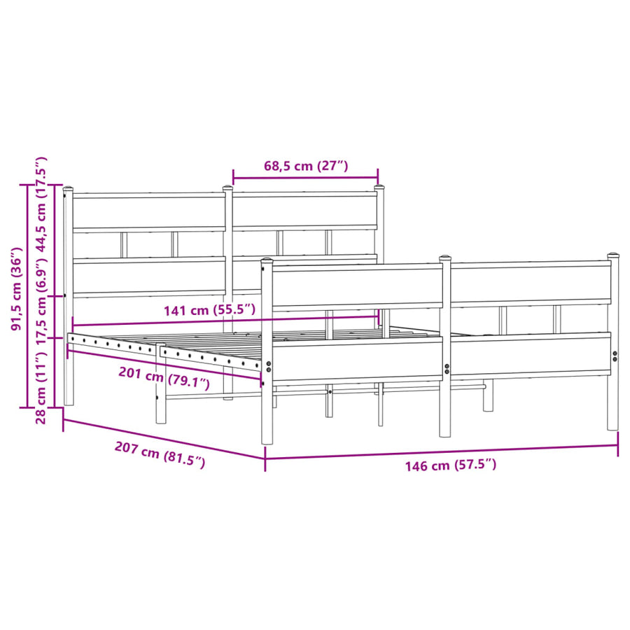 Bedframe met hoofdbord en voetbord zonder matras 140x200 cm