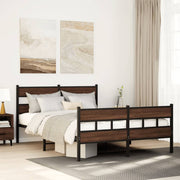 Bedframe 140x200 cm bruin eiken metaal