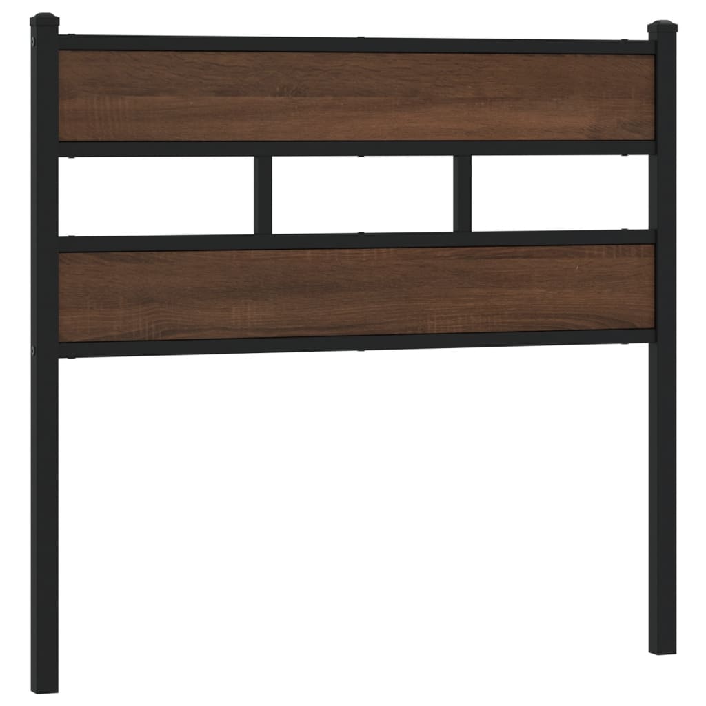 Hoofdbord 100 cm bewerkt hout en staal bruin eikenkleurig