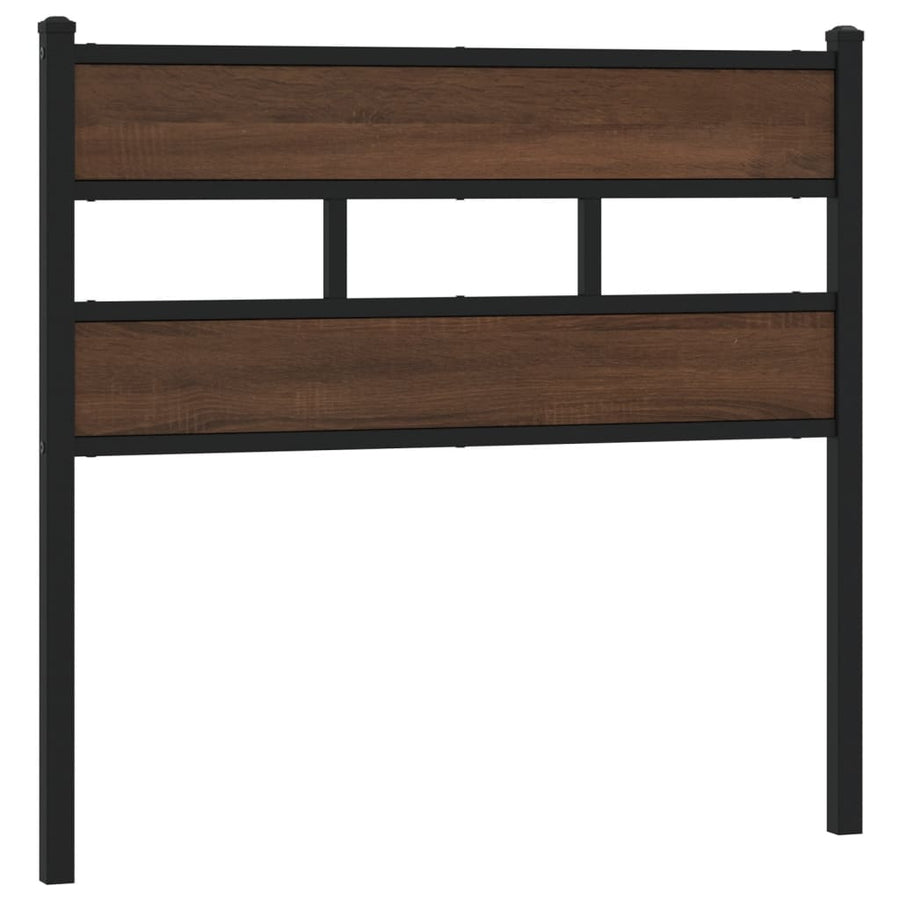 Hoofdbord 100 cm bewerkt hout en staal bruin eikenkleurig