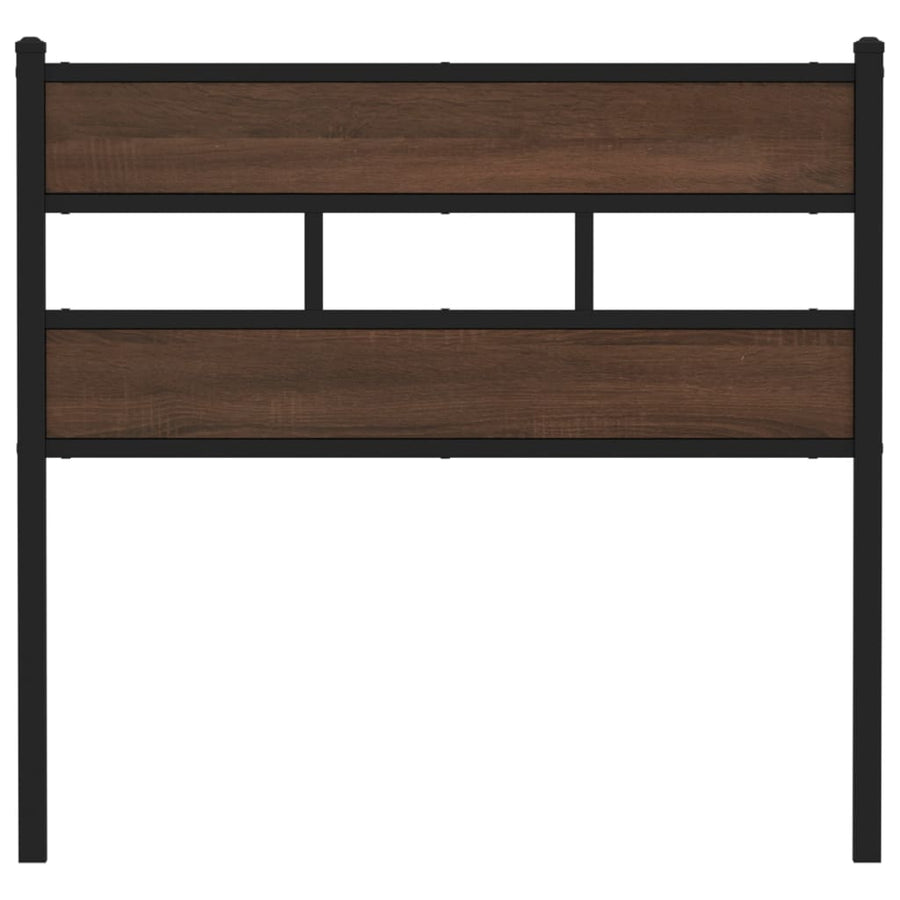 Hoofdbord 100 cm bewerkt hout en staal bruin eikenkleurig