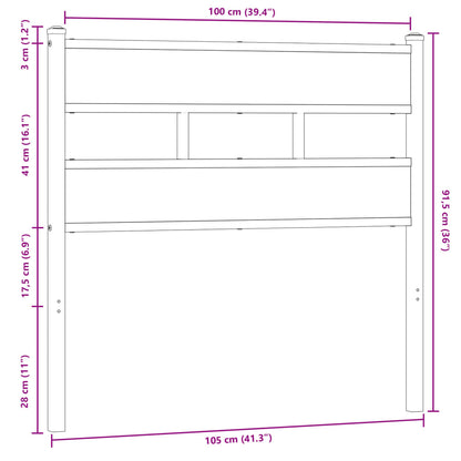 Hoofdbord 100 cm bewerkt hout en staal bruin eikenkleurig