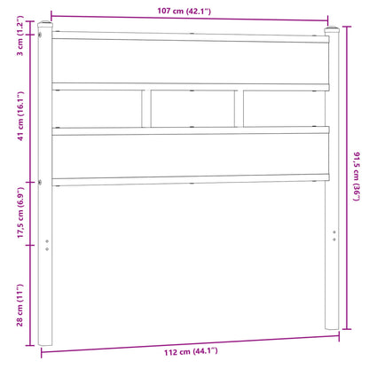 Hoofdbord 107 cm bewerkt hout en staal bruin eikenkleurig