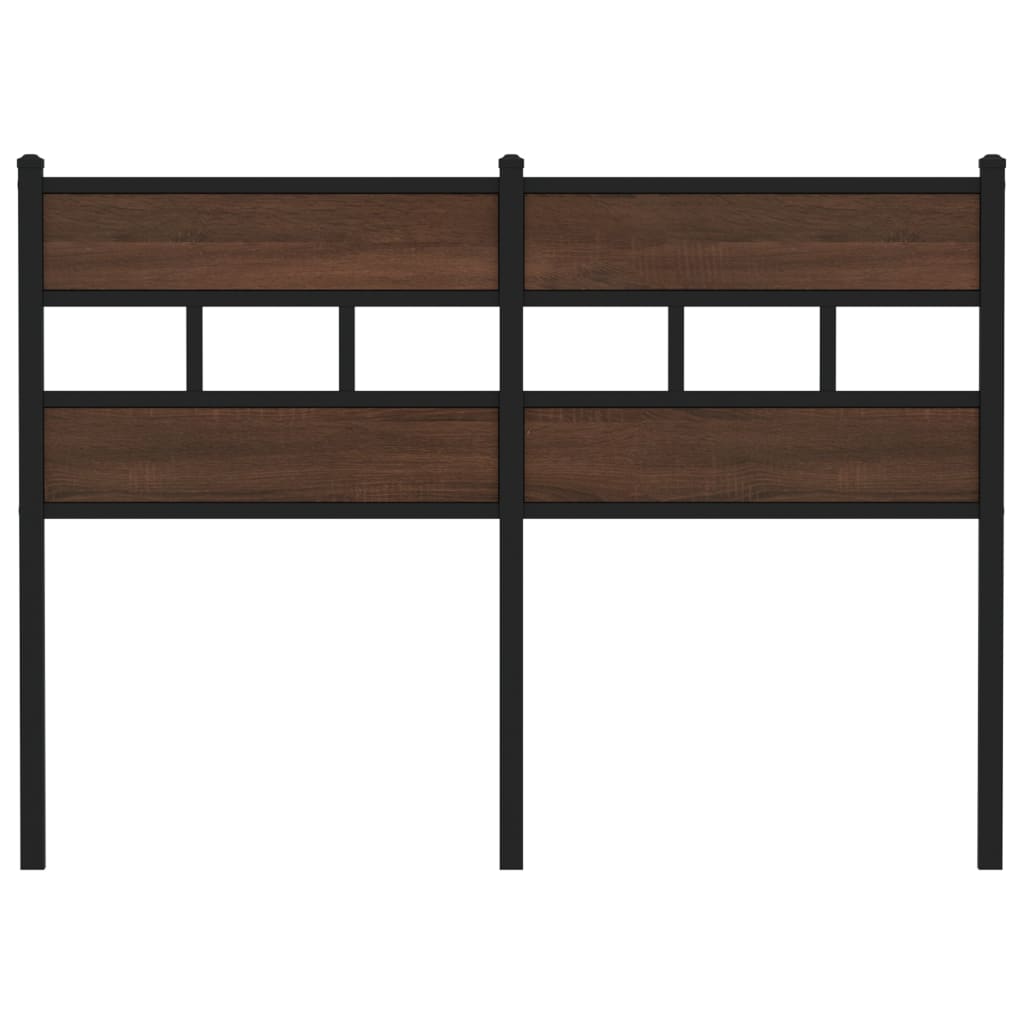 Hoofdbord 120 cm bewerkt hout en staal bruin eikenkleurig