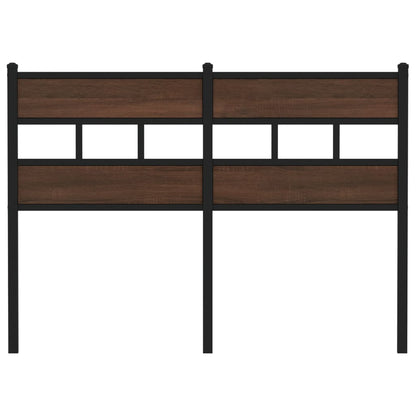 Hoofdbord 120 cm bewerkt hout en staal bruin eikenkleurig