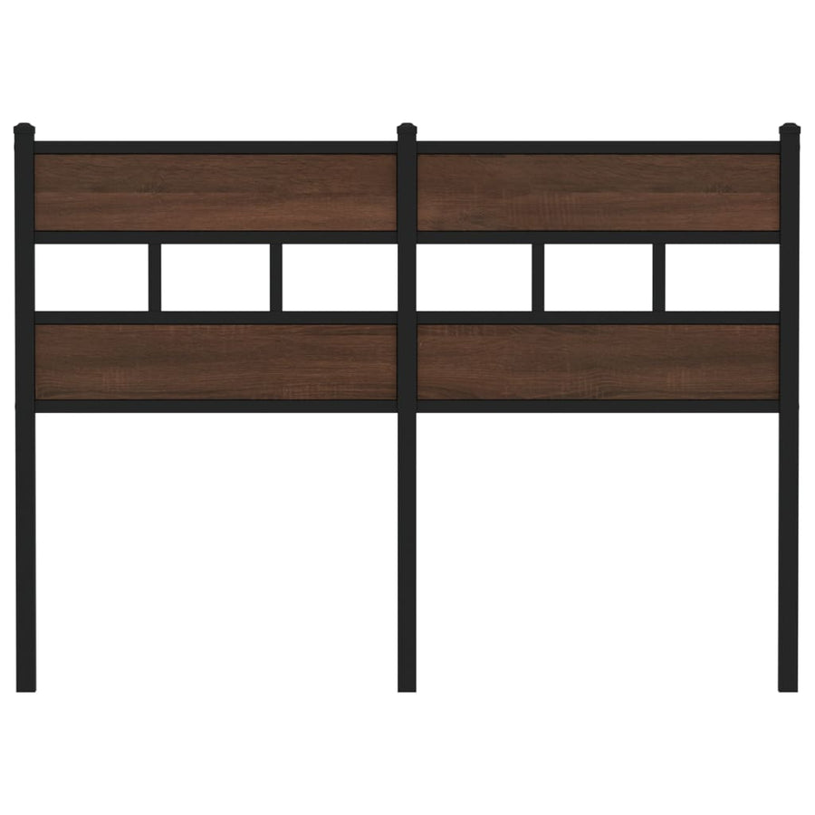 Hoofdbord 120 cm bewerkt hout en staal bruin eikenkleurig
