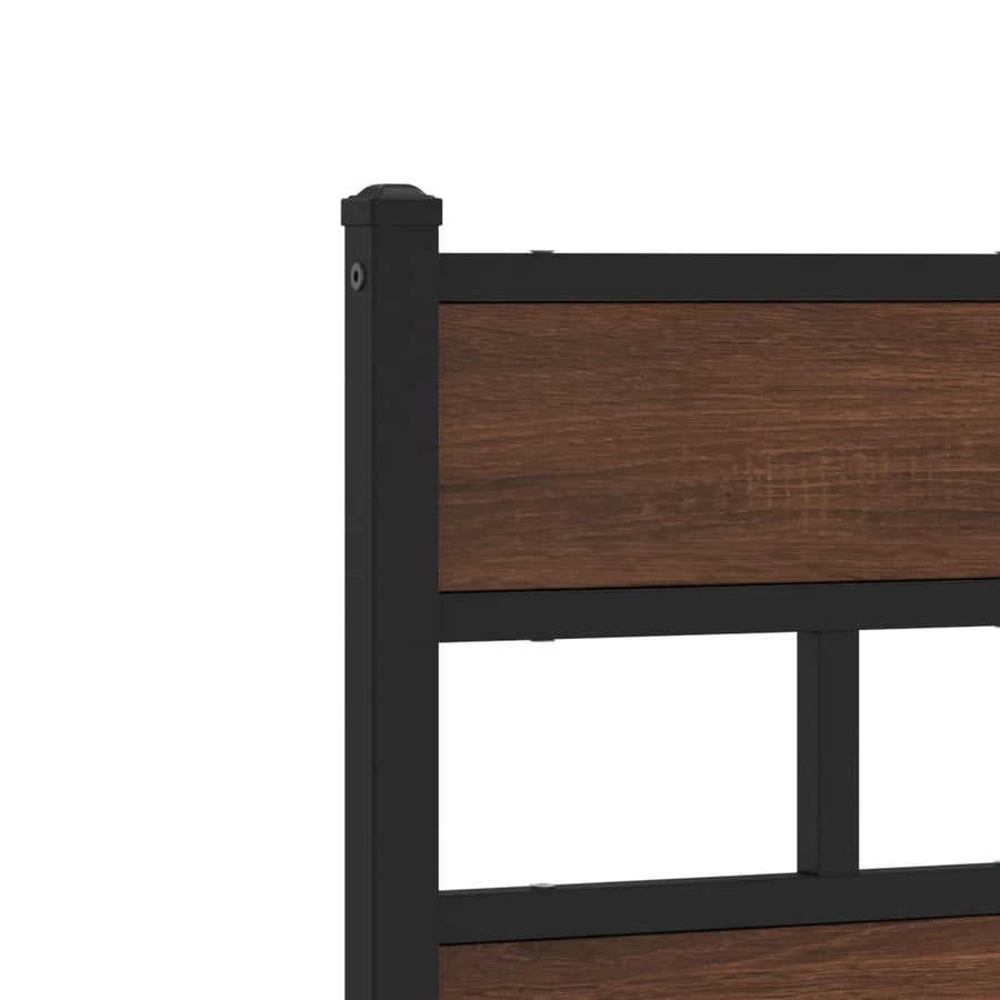 Hoofdbord 120 cm bewerkt hout en staal bruin eikenkleurig