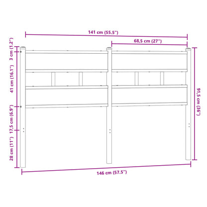 Hoofdbord Bewerkt Hout En Staal Ig 140 cm bruin eikenkleur