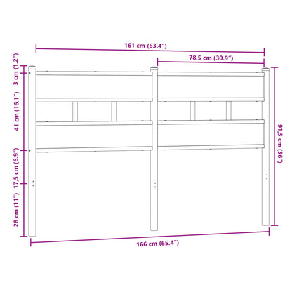 Hoofdbord Bewerkt Hout En Staal Ig 160 cm bruin eikenkleur
