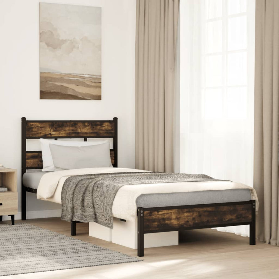 Bedframe met hoofdbord zonder matras sonoma eiken 90x200 cm