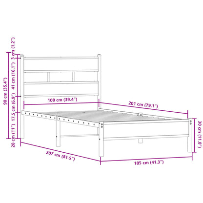 Bedframe met hoofdbord zonder matras sonoma eiken 100x200 cm