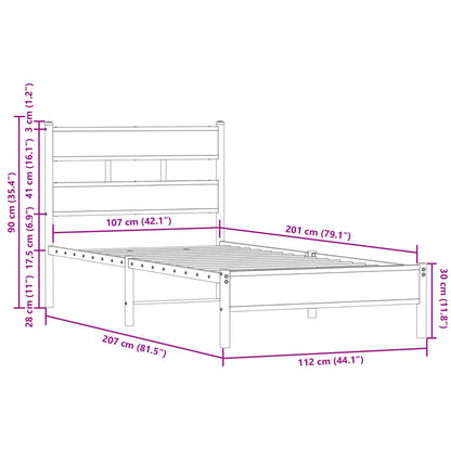 Bedframe met hoofdbord zonder matras sonoma eiken 107x203 cm