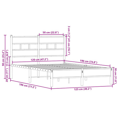 Bedframe met hoofdbord zonder matras sonoma eiken 120x190 cm