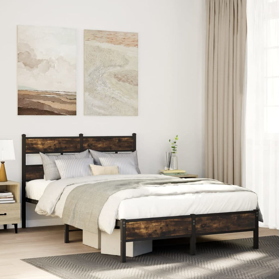 Bedframe met hoofdbord zonder matras sonoma eiken 120x200 cm
