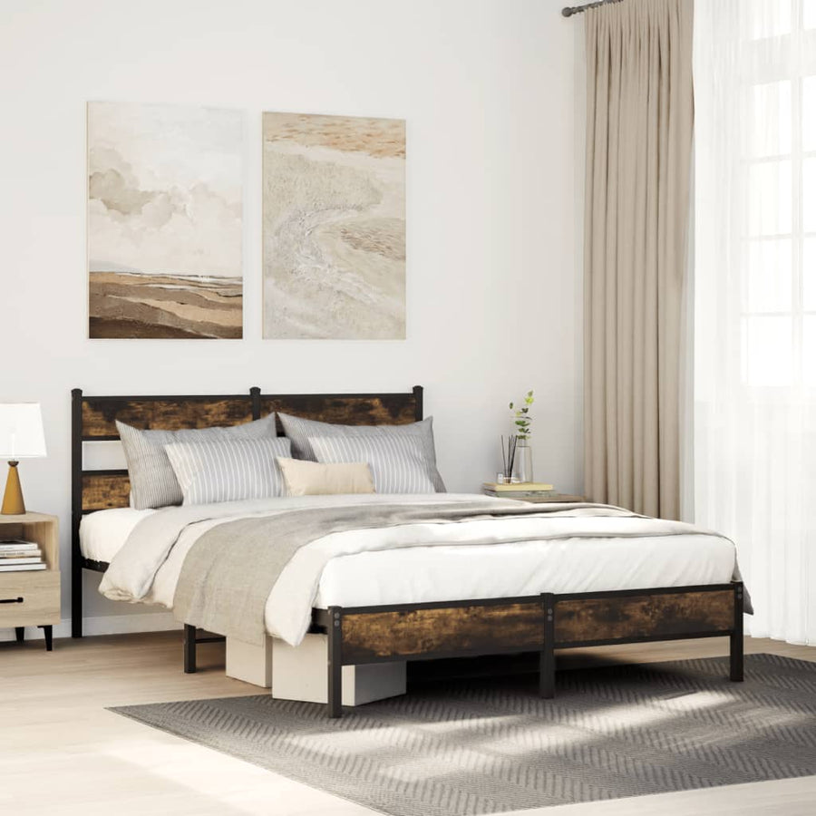 Bedframe met hoofdbord zonder matras sonoma eiken 140x190 cm
