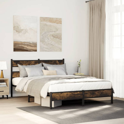 Bedframe met hoofdbord zonder matras sonoma eiken 150x200 cm