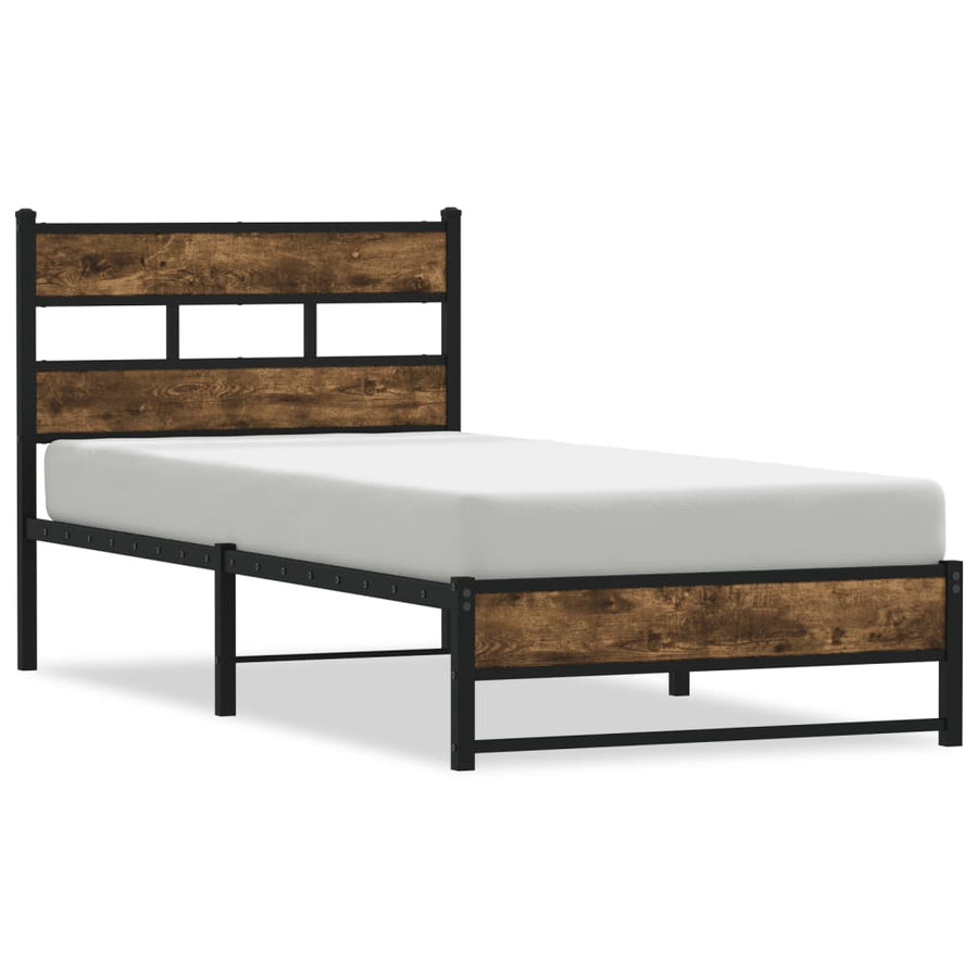 Bedframe zonder matras metaal gerookt eikenkleurig 75x190 cm