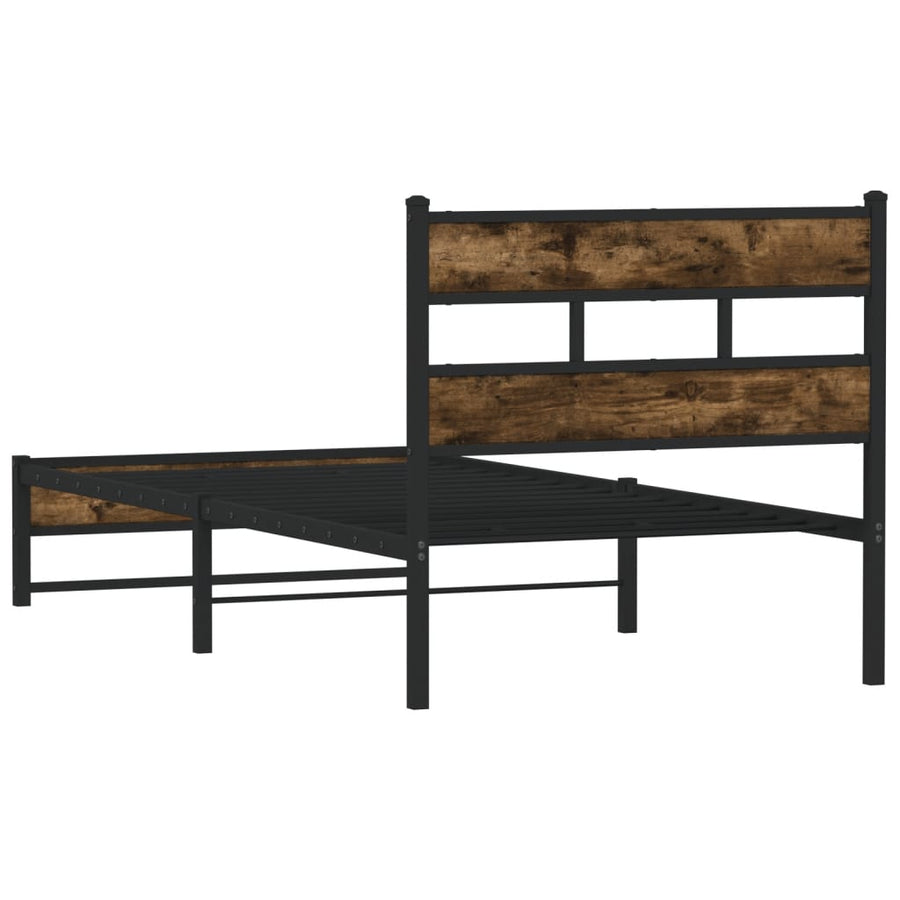Bedframe zonder matras metaal gerookt eikenkleurig 75x190 cm
