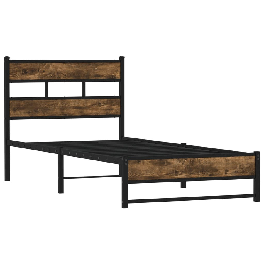 Bedframe zonder matras metaal gerookt eikenkleurig 80x200 cm