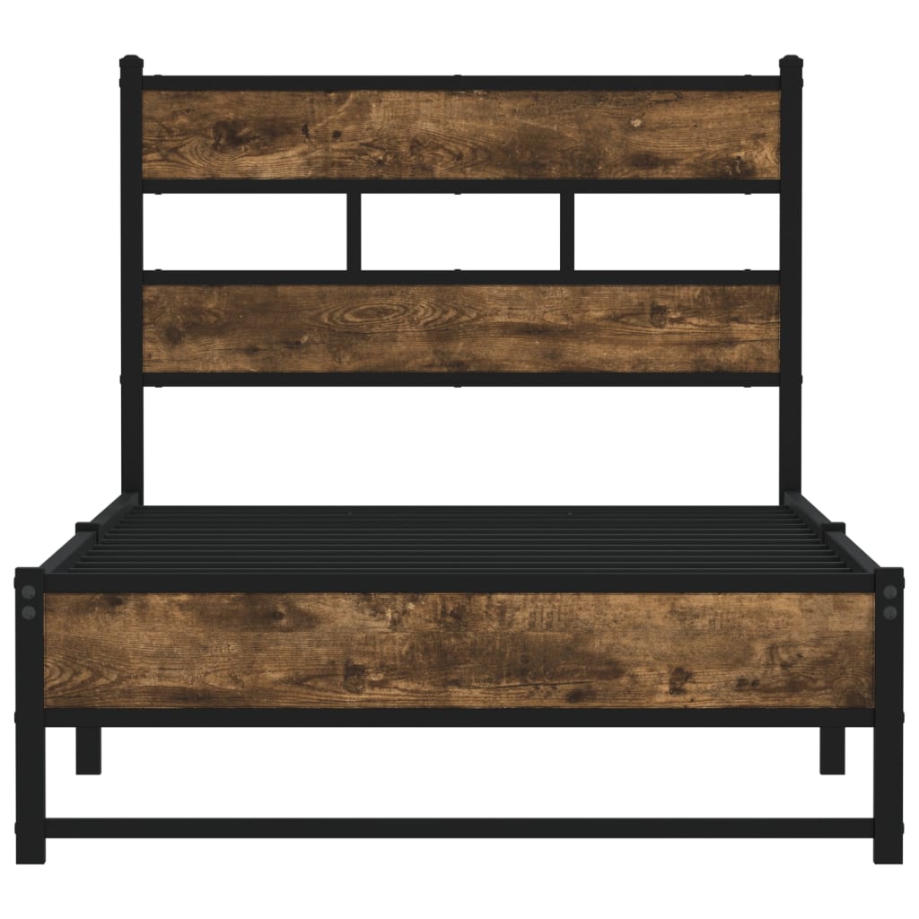Bedframe zonder matras metaal gerookt eikenkleurig 80x200 cm