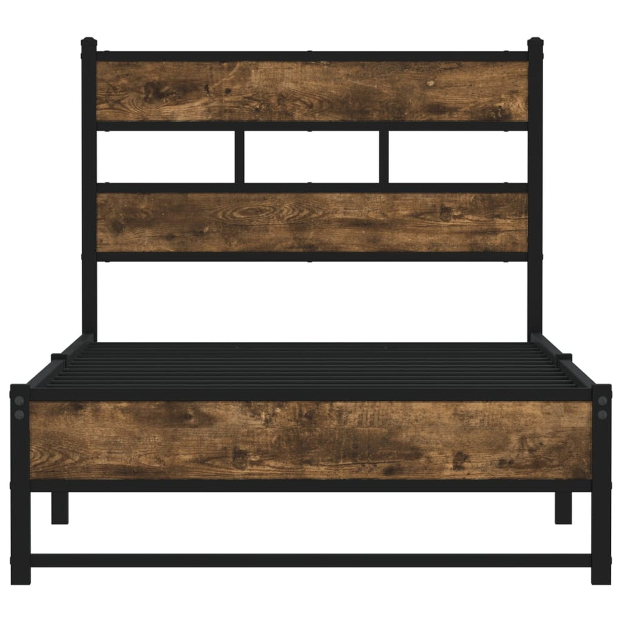 Bedframe zonder matras metaal gerookt eikenkleurig 80x200 cm