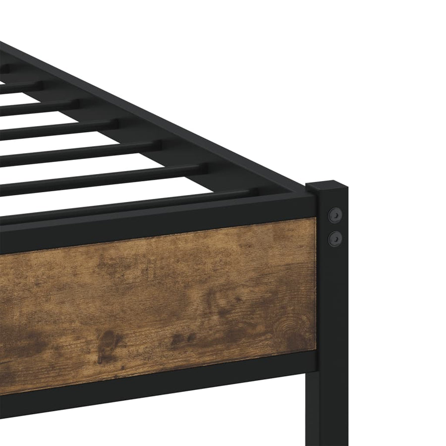 Bedframe zonder matras metaal gerookt eikenkleurig 80x200 cm