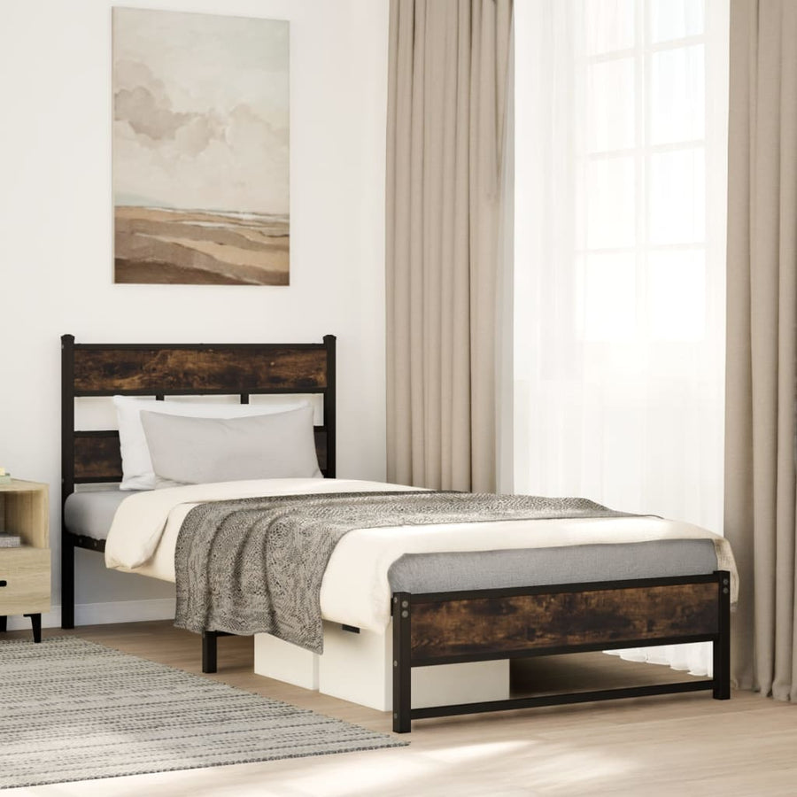 Bedframe zonder matras metaal gerookt eikenkleurig 80x200 cm