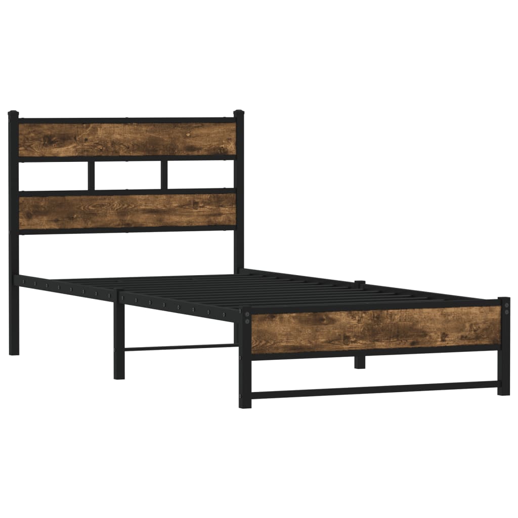 Bedframe zonder matras metaal gerookt eikenkleurig 90x190 cm