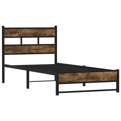Bedframe zonder matras metaal gerookt eikenkleurig 90x190 cm