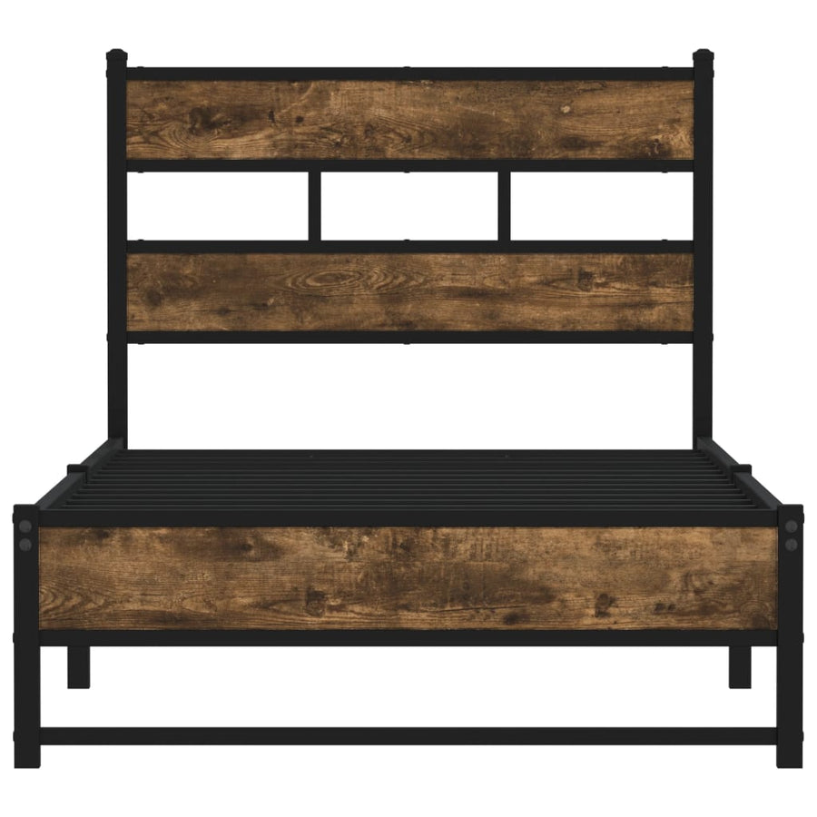 Bedframe Zonder Matras Metaal Kleurig 90 x 200 cm Gerookt eiken