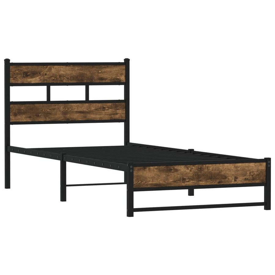 Bedframe zonder matras metaal gerookt eikenkleurig 100x200 cm
