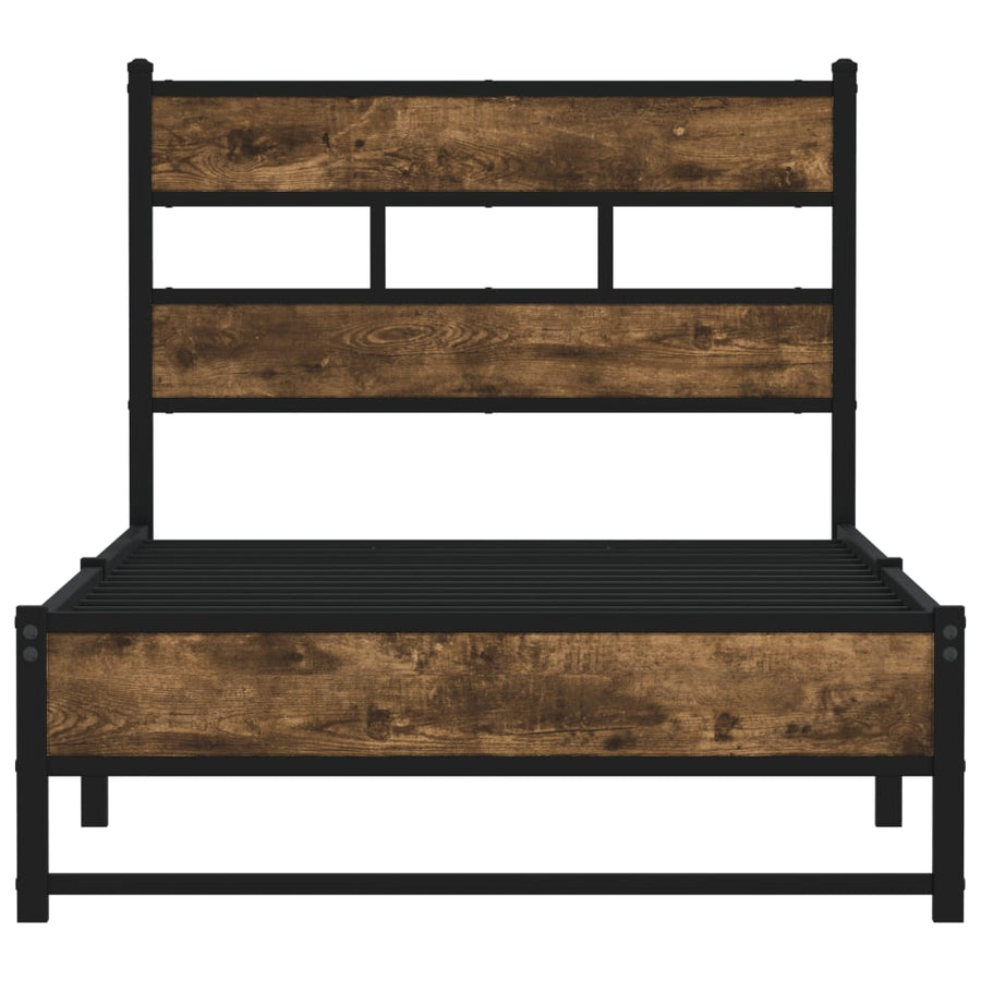 Bedframe zonder matras metaal gerookt eikenkleurig 100x200 cm