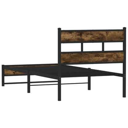 Bedframe zonder matras metaal gerookt eikenkleurig 107x203 cm