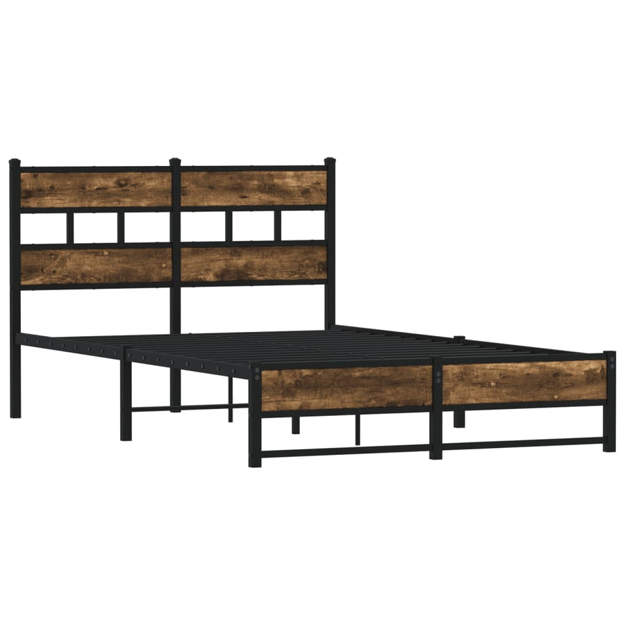 Bedframe zonder matras metaal gerookt eikenkleurig 120x190 cm