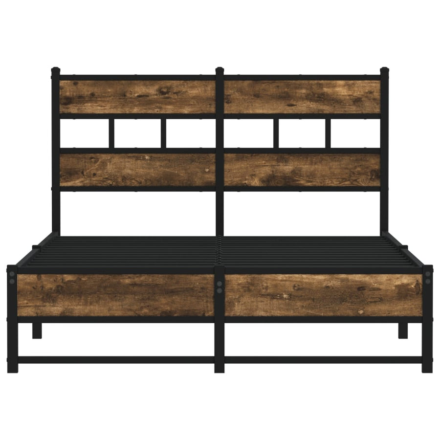 Bedframe zonder matras metaal gerookt eikenkleurig 120x190 cm