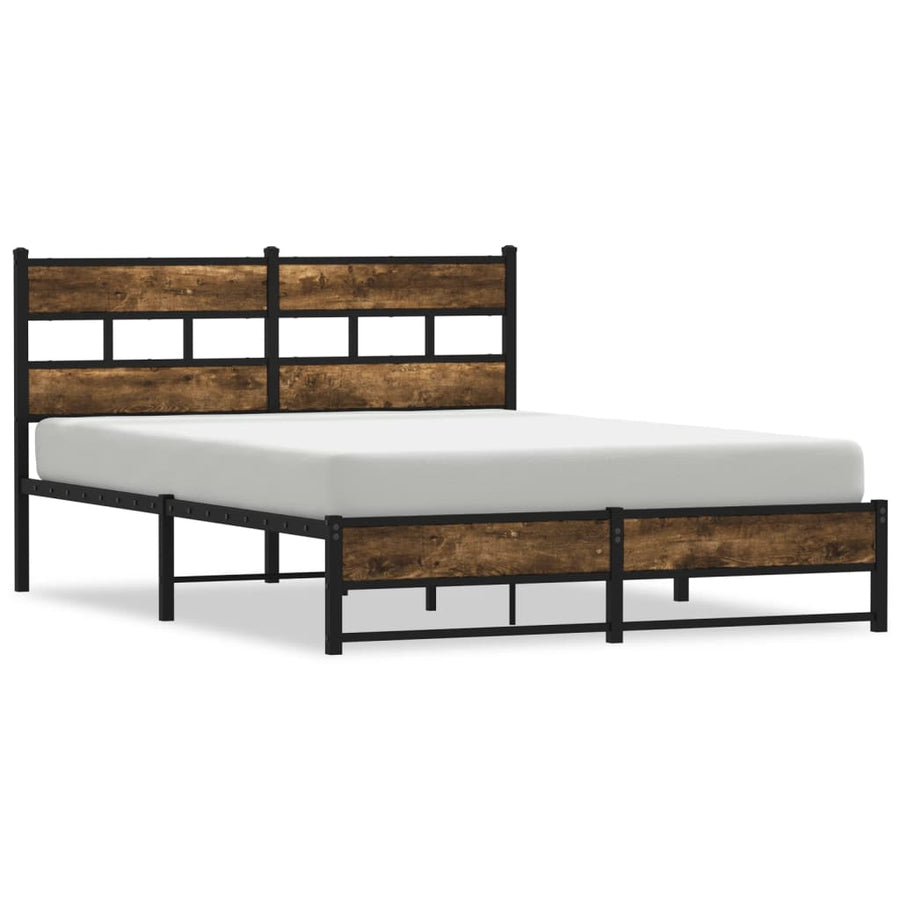 Bedframe zonder matras metaal gerookt eikenkleurig 135x190 cm