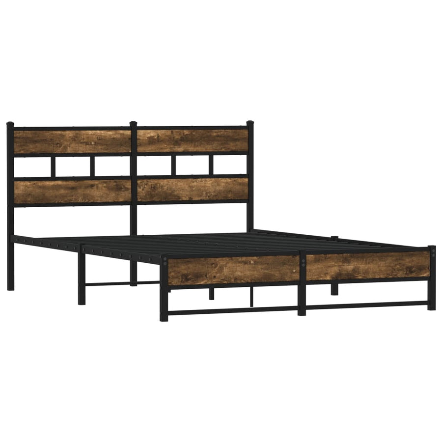 Bedframe zonder matras metaal gerookt eikenkleurig 135x190 cm