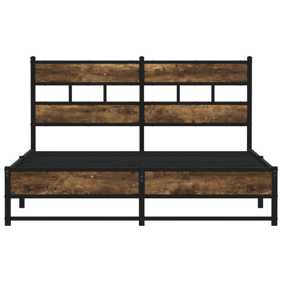 Bedframe zonder matras metaal gerookt eikenkleurig 135x190 cm