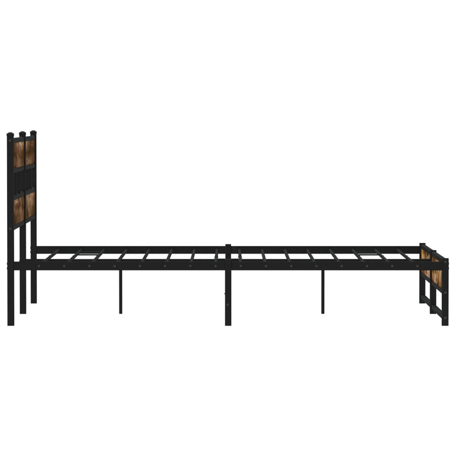 Bedframe zonder matras metaal gerookt eikenkleurig 135x190 cm