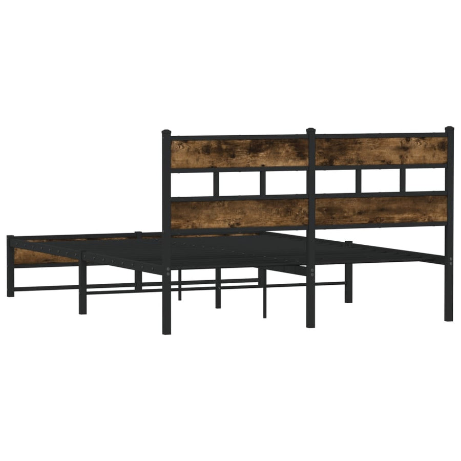 Bedframe zonder matras metaal gerookt eikenkleurig 135x190 cm