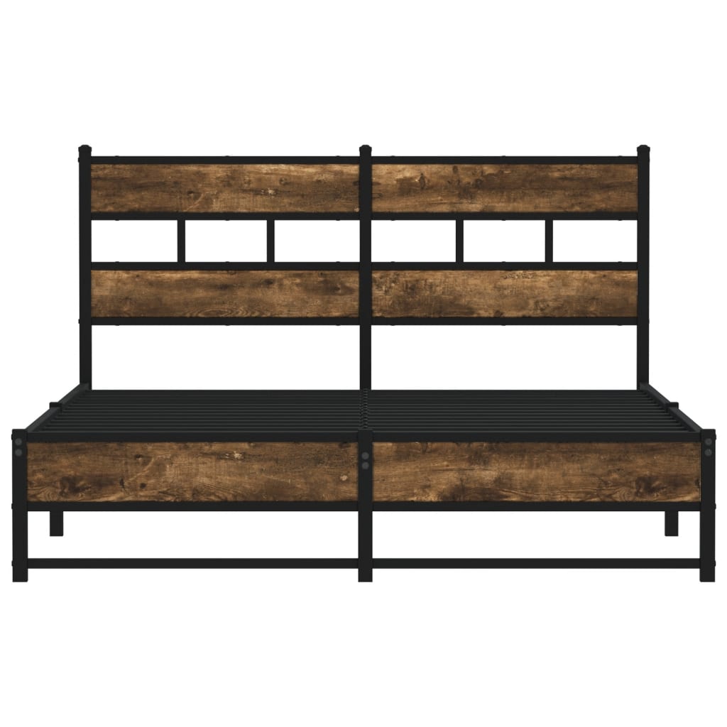 Bedframe zonder matras metaal gerookt eikenkleurig 140x190 cm