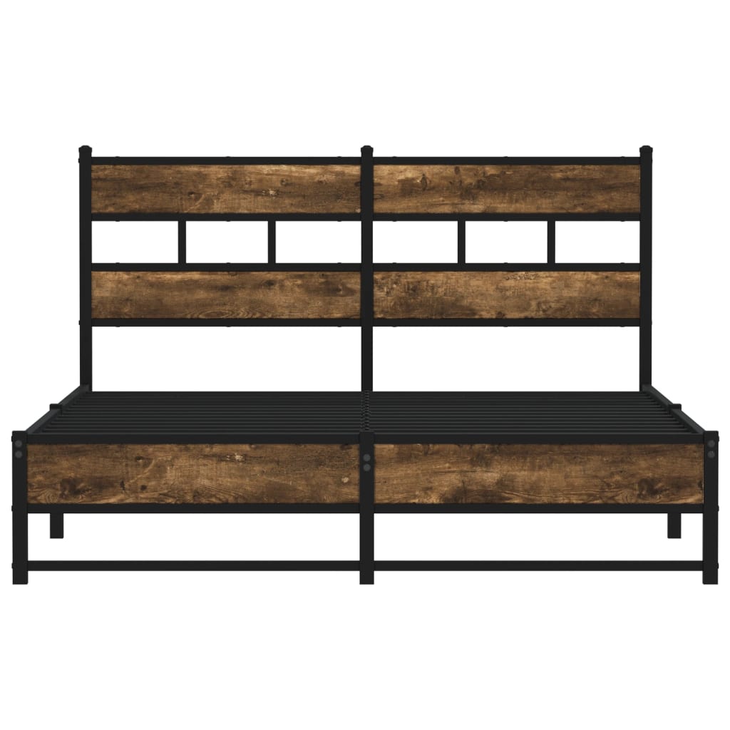 Bedframe zonder matras metaal gerookt eikenkleurig 140x200 cm