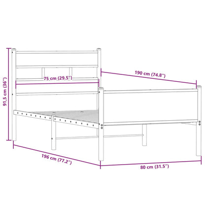 Bedframe zonder matras hout gerookt eikenkleurig 75x190 cm